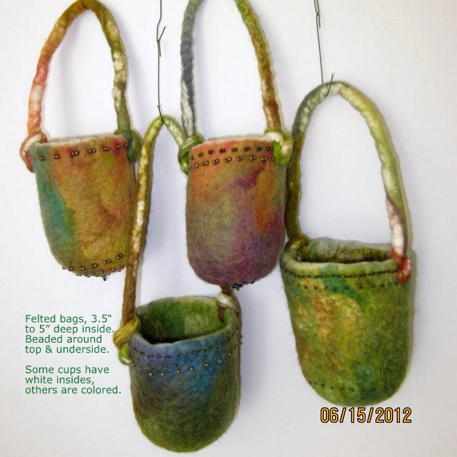 1. Beaded felt bags, muted colors