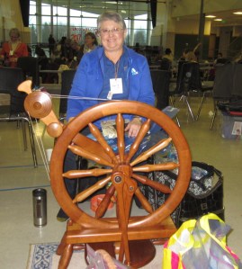 Terry Yocums lovely Magnus Drudik wheel, on which she doubtless churns out enough yarn to test every one of Dave's bowls!